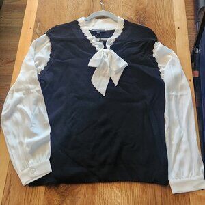 NWT Adriana Papell scalloped edge 2fer with Bow